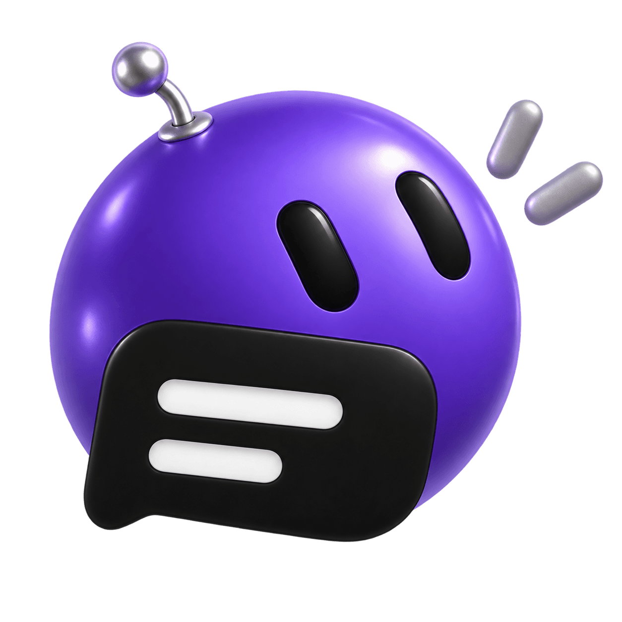 Cosmo, deep violet bot with silver antenna