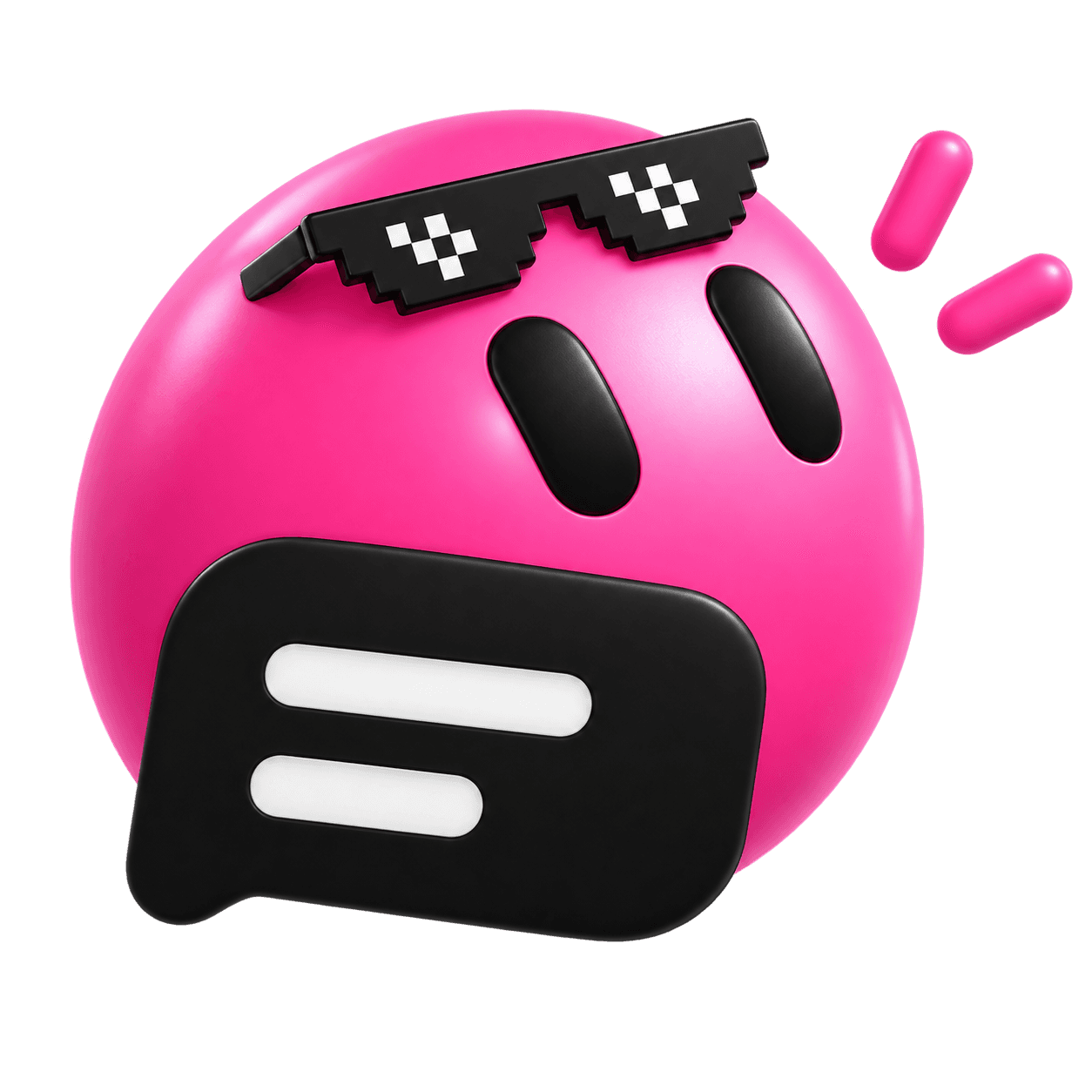 Fade, hot pink bot with pixel shades
