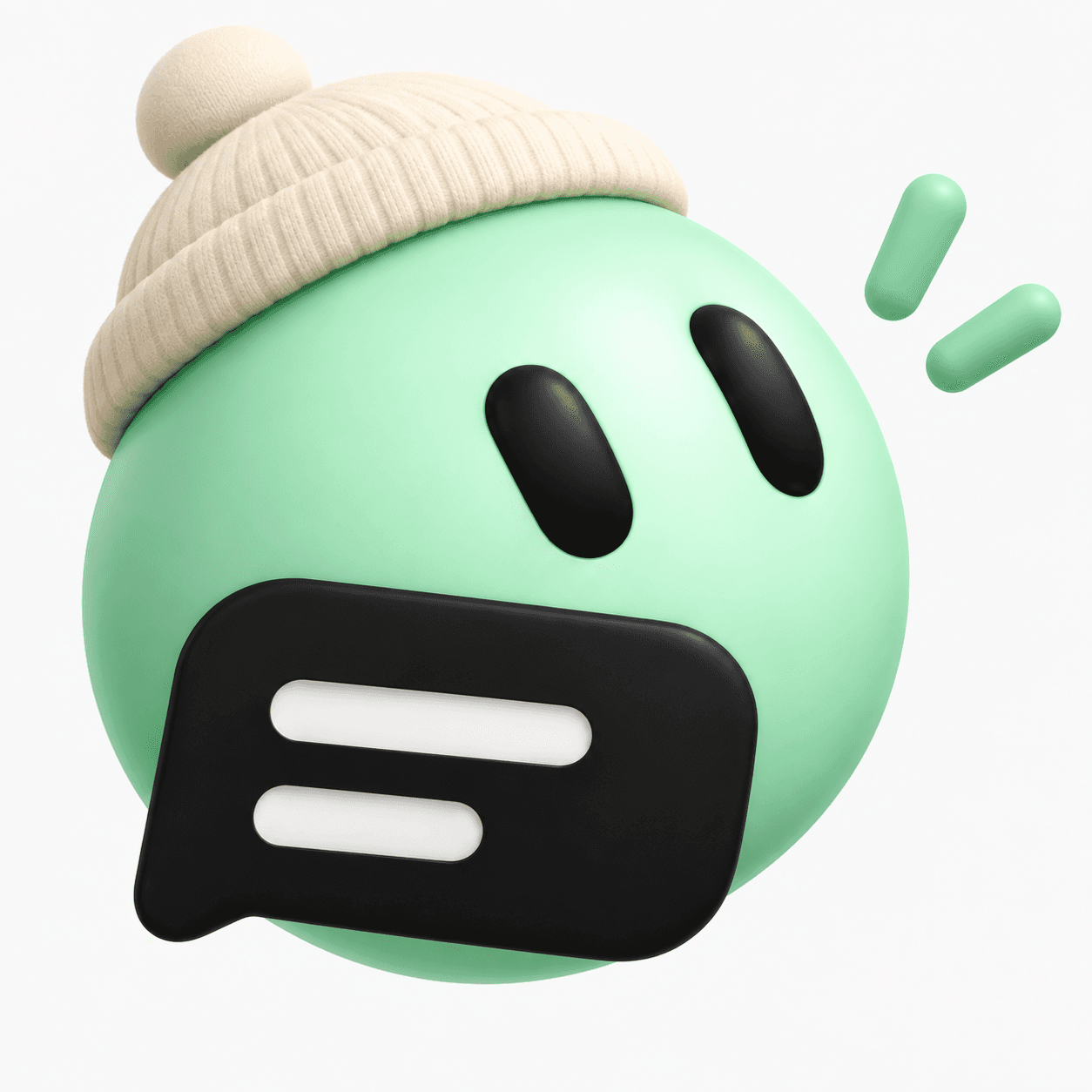 Curve, mint bot with cream beanie