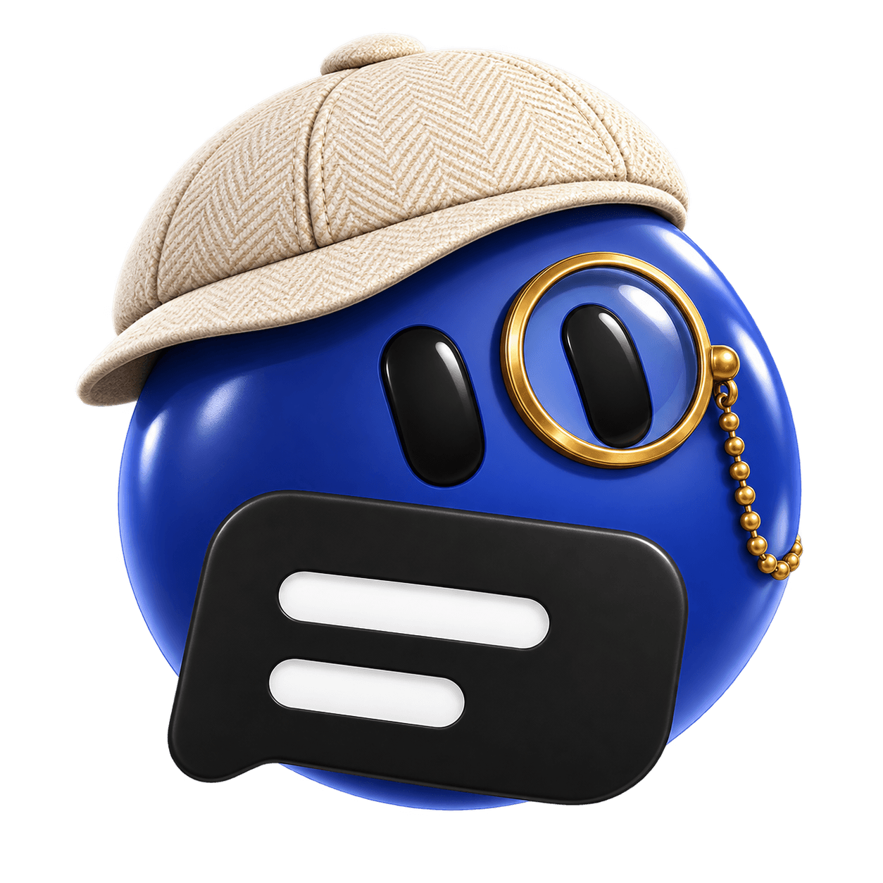 Cabalmap, indigo bot with flat cap and monocle