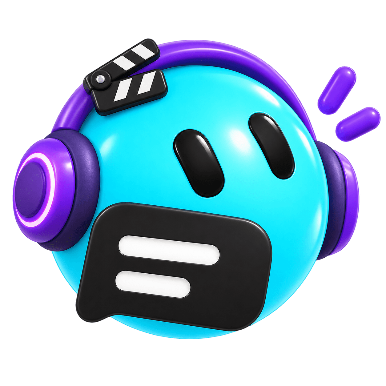 Clip, cyan bot with filmmaker headphones