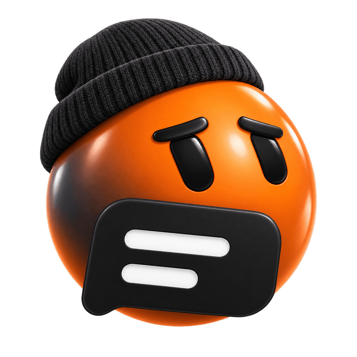 Cooked, burnt orange bot with dark beanie