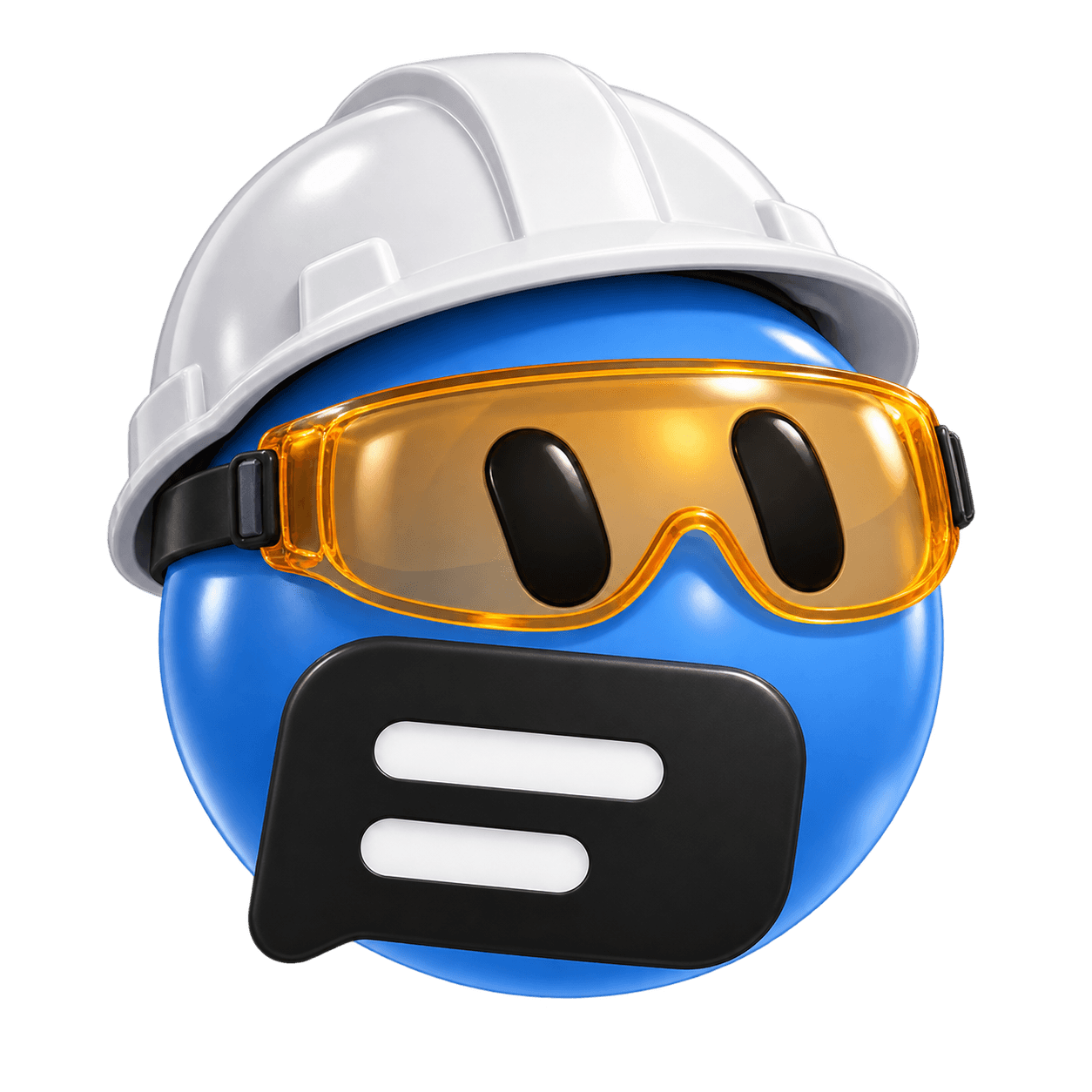 Devwatch, steel blue bot with safety helmet and inspection glasses