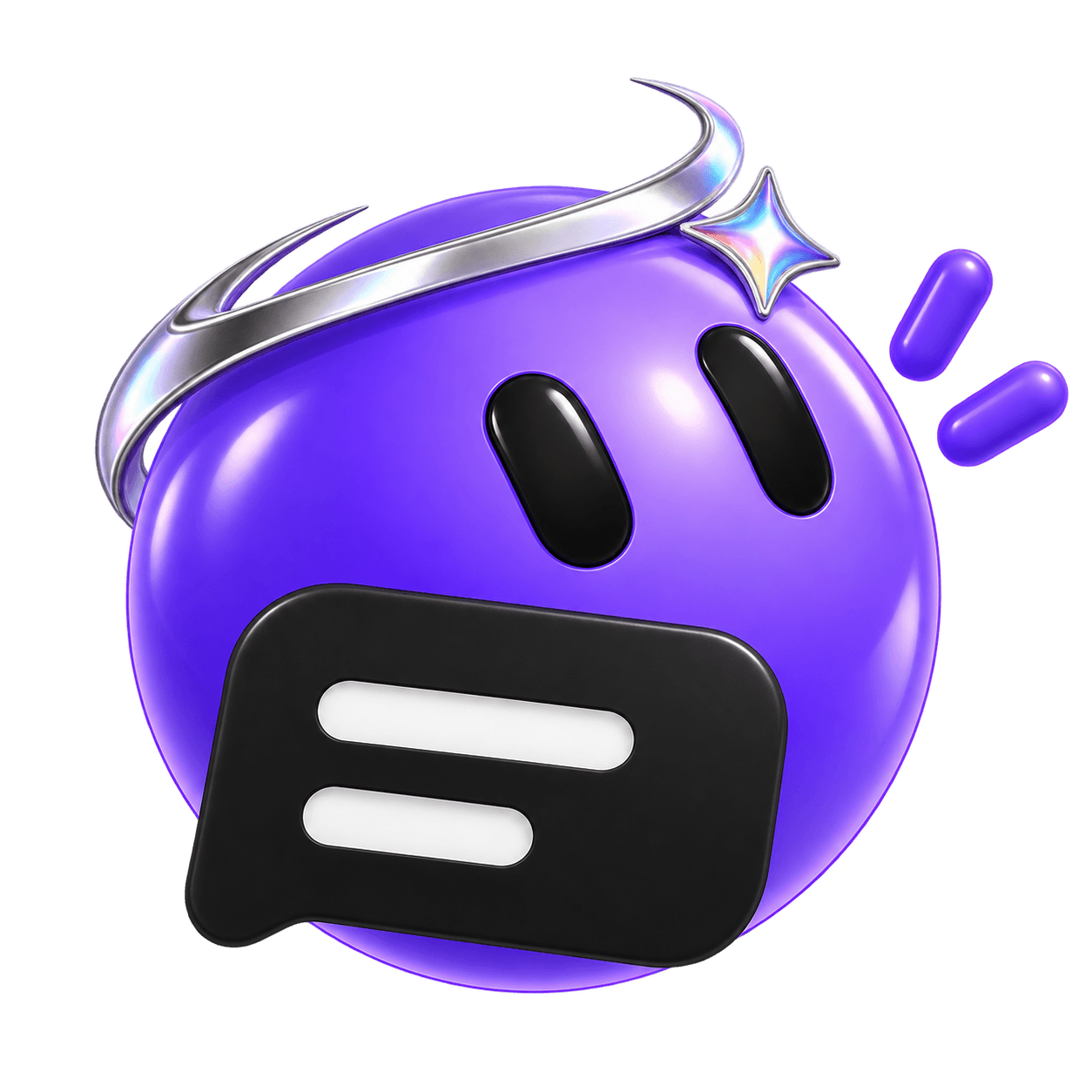 Meta, violet bot with silver crescent crown