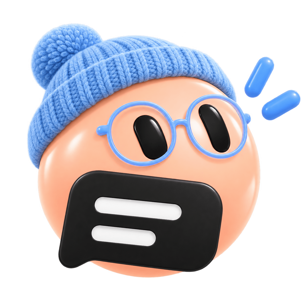 Normie, peach bot with blue beanie