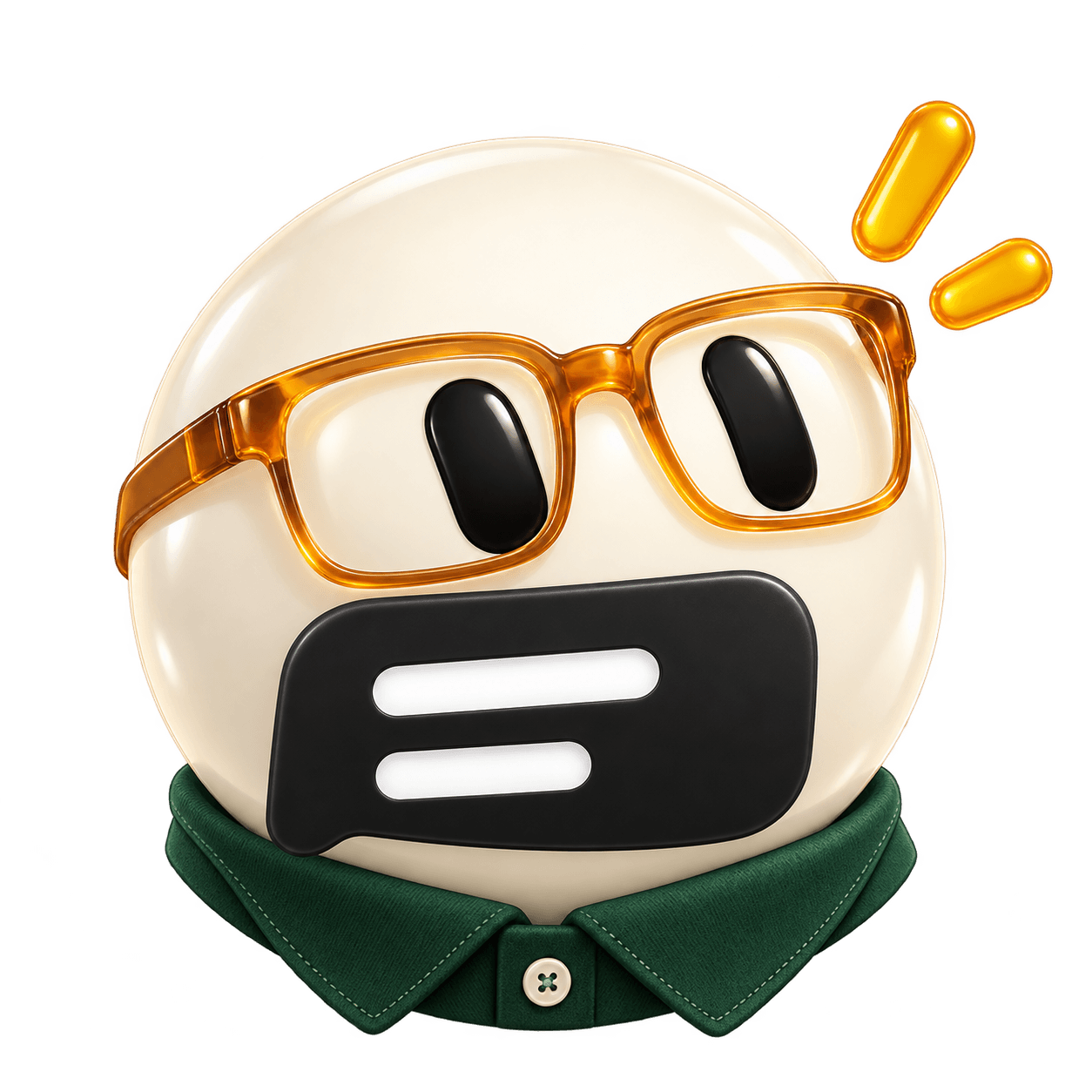 Ref, cream bot with amber glasses