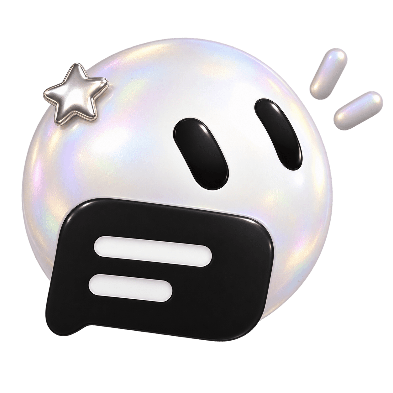 Pure, pearl white bot with silver star