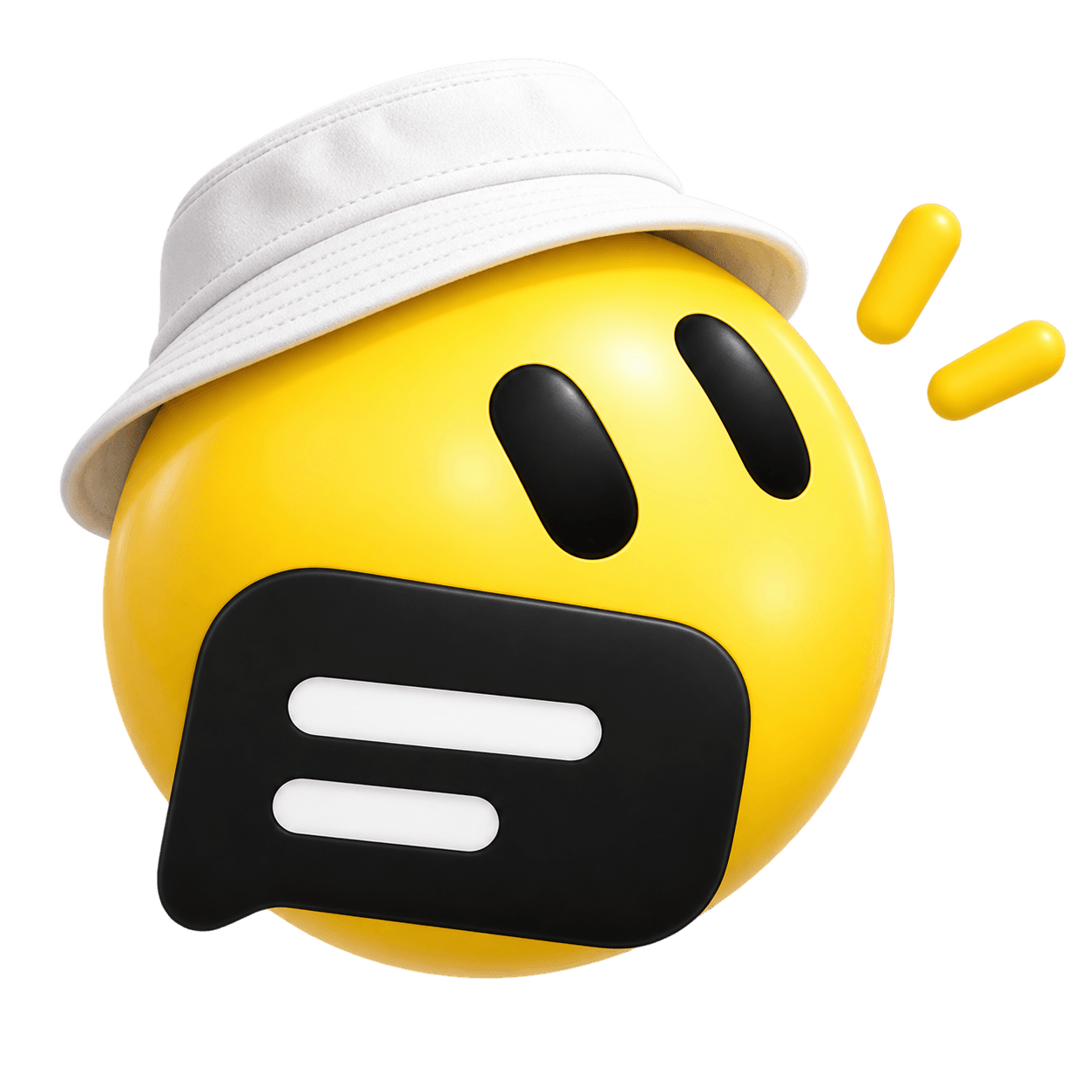 Story, yellow bot with bucket hat